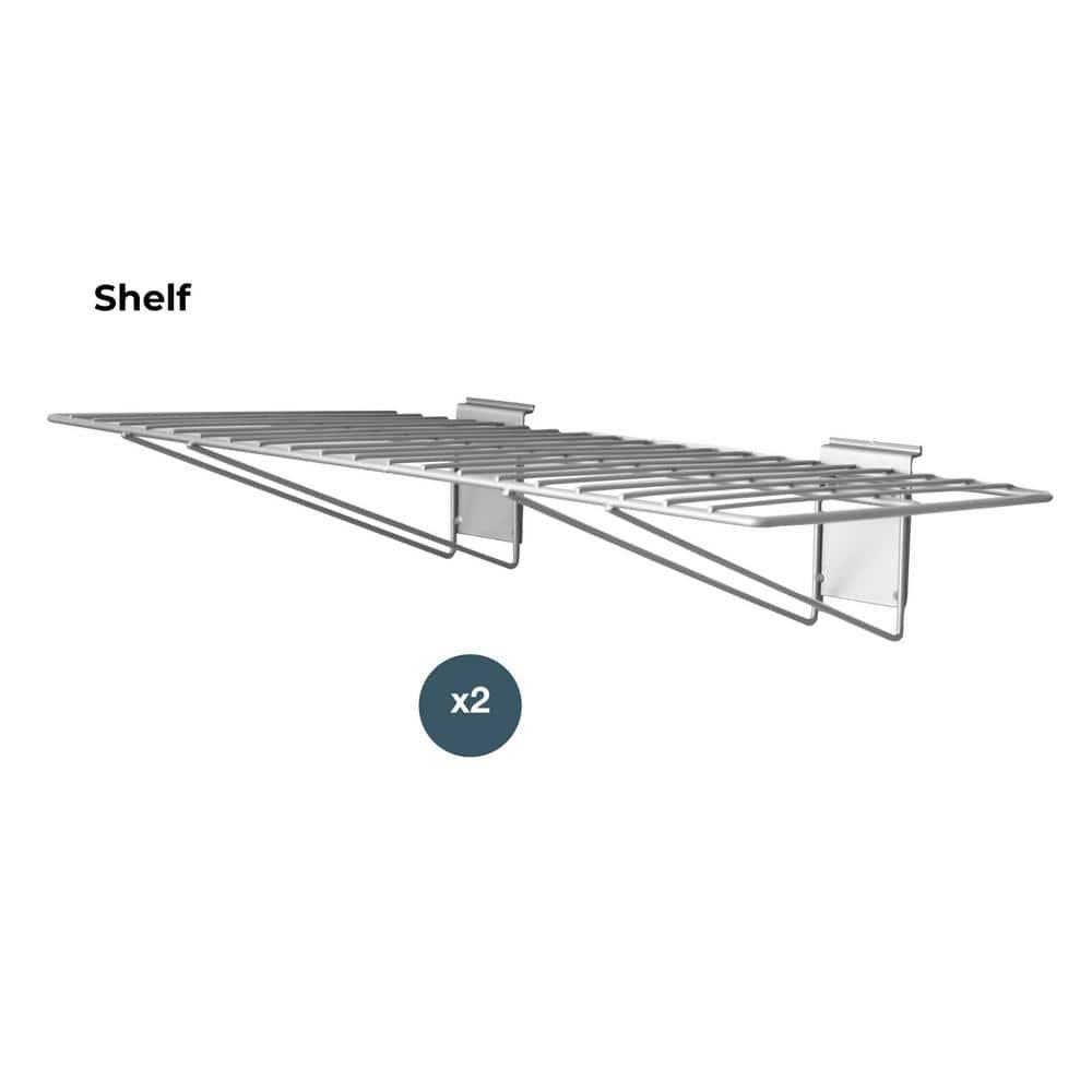 CrownWall Slat Wall Shelves 24-Inch by 12-Inch Steel Wire Bracket Shelf for Storage and Organization, Slatwall Accessories Panels (2-Pack)