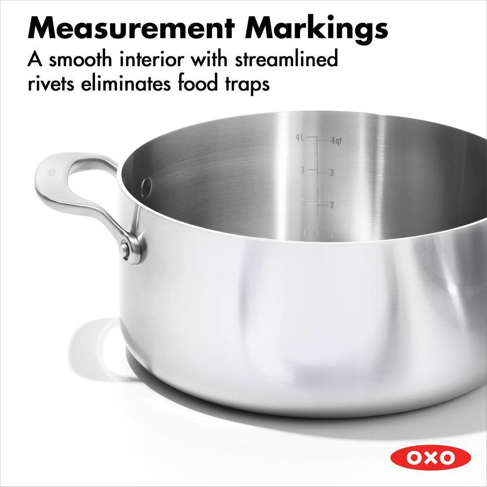 OXO 10pc Mira Tri-Ply Stainless Steel Cookware Set Silver: Dishwasher-Safe, Gas & Induction Compatible, UPC 885837031089