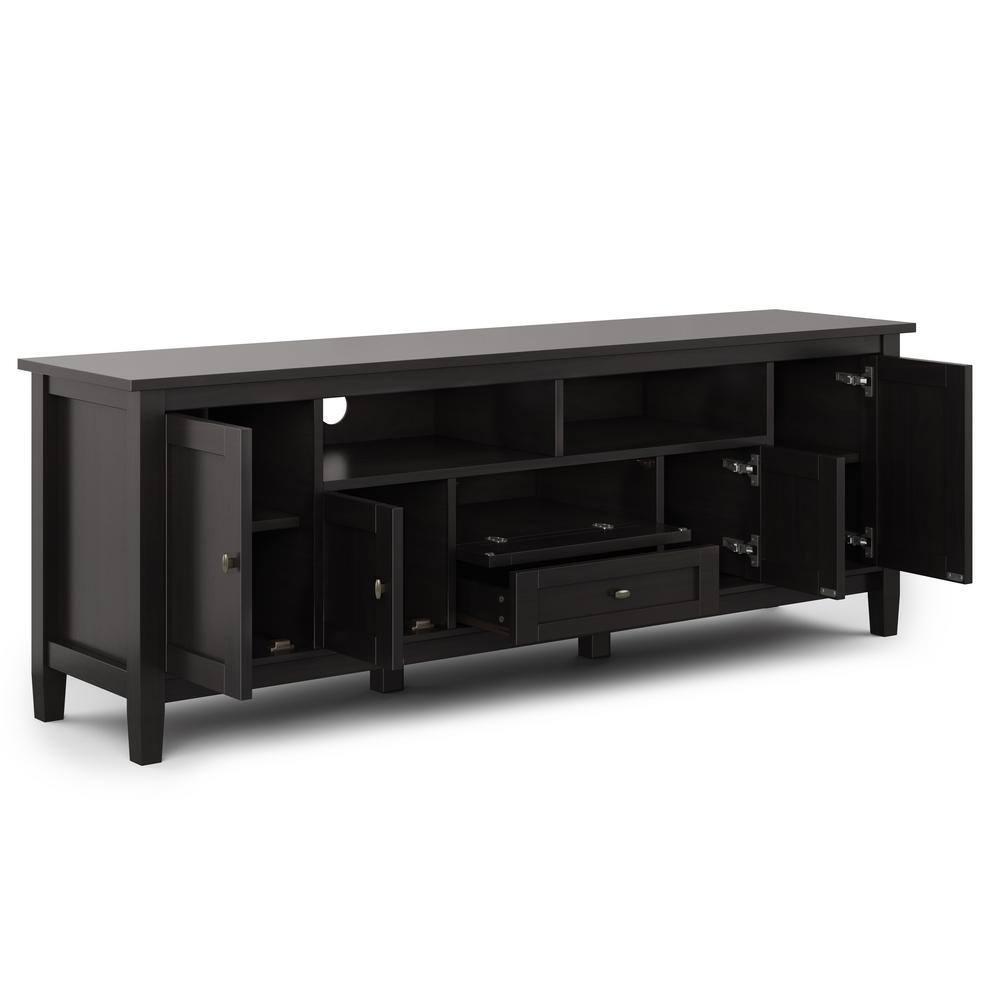 Simpli Home Warm Shaker 72"W Solid Wood TV Stand for TVs up to 80" with 4 Storage Cabinets and 2 Drawers