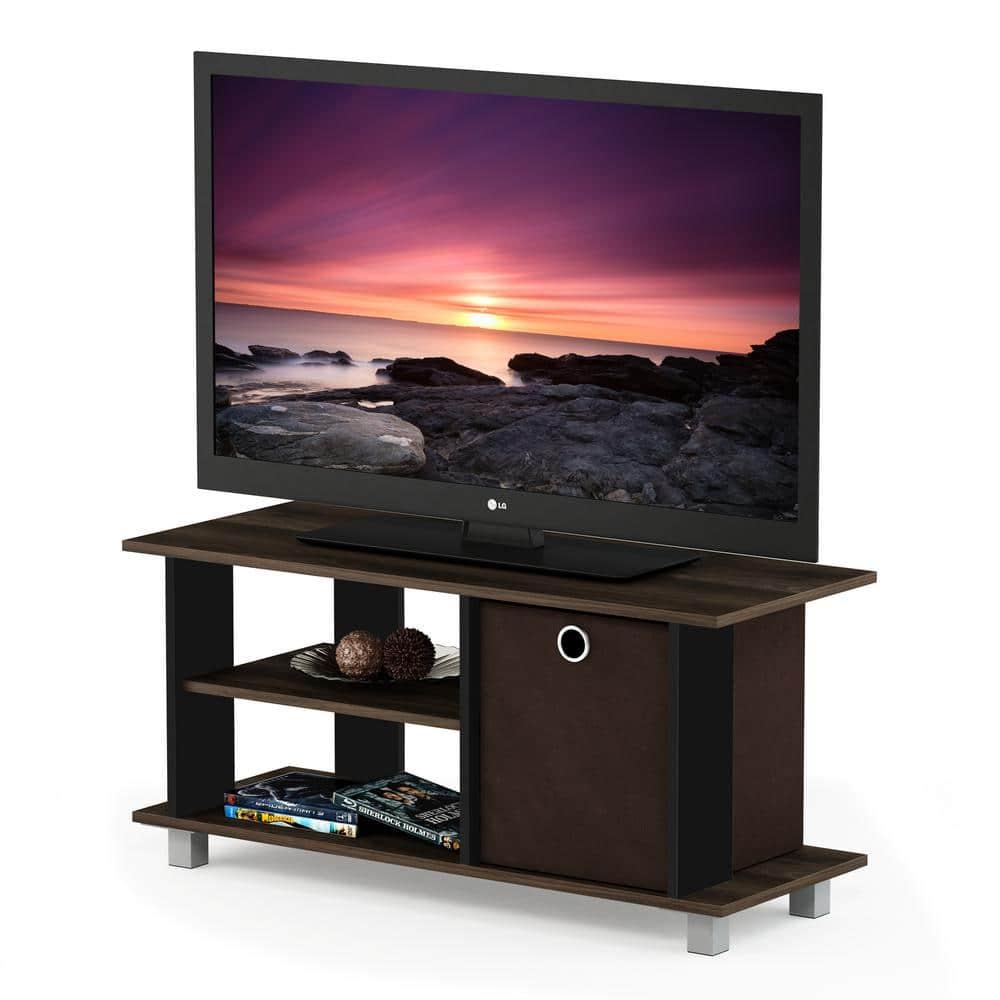 Columbia Walnut and Dark Brown MDF TV Stand with Storage Bin