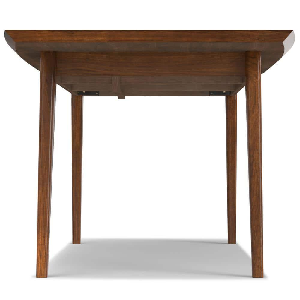 Draper 66-84"W Walnut Extendable Dining Table, Mid-Century Modern Style
