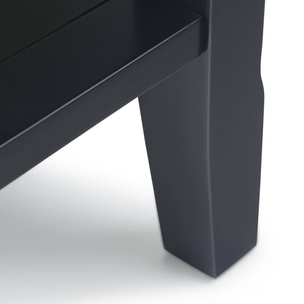Simpli Home Acadian Wood 14" Rectangle Transitional Narrow Side Table in Black