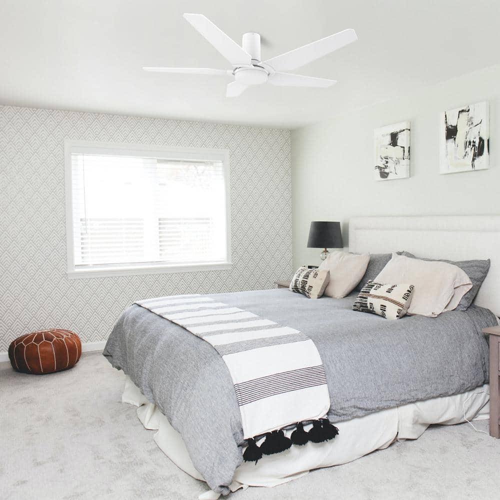 48" 5 Blade White Wifi Ceiling Fan with Light and Remote for Smart Home