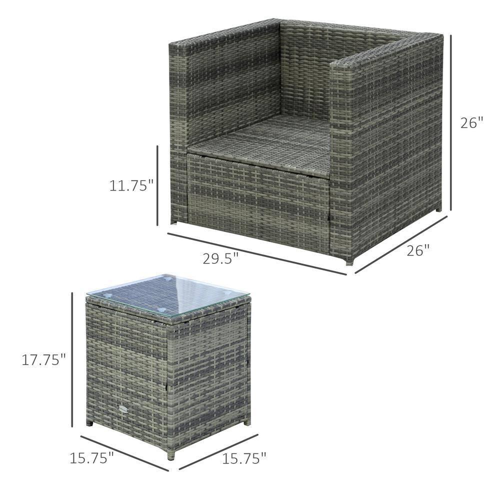Outsunny 3 Piece Rattan Seating Group