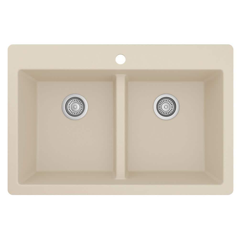 Karran Quartz 33'' X 22'' 50/50 Double Bowl Composite Drop-in Kitchen Sink