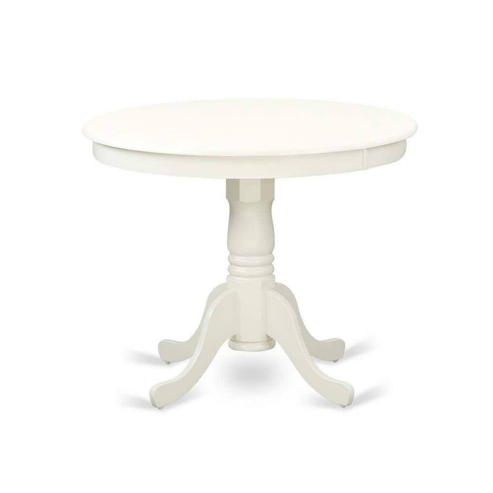 East West Furniture Antique 3-piece Dining Set with Fabric Seat in Linen White