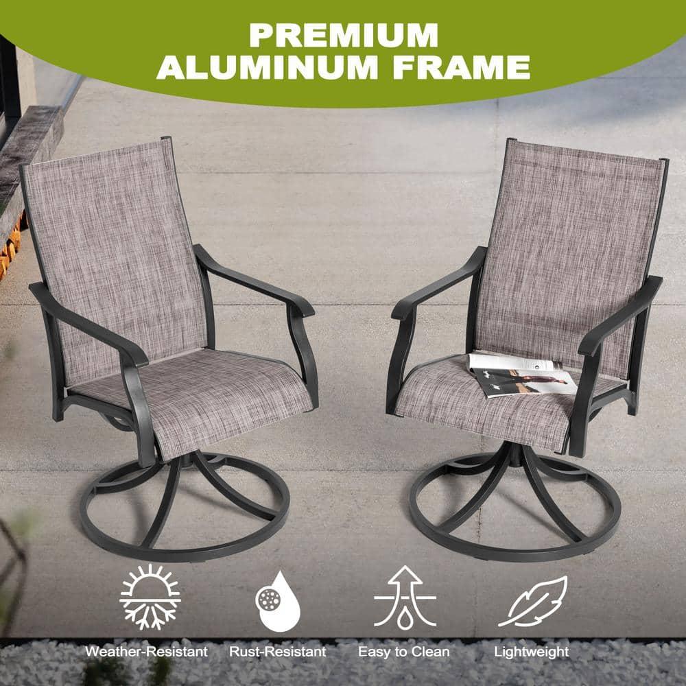 Nuu Garden Swivel Patio Chair Set of 2, All-Weather Textilene Outdoor Dining Chairs with High Back, Outdoor Dining Chair Set, Grayish Brown