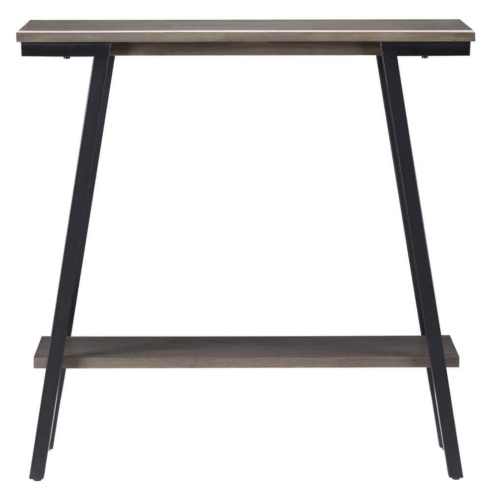 Leick Home 214338 Empiria Wood Console Table with Metal Frame for Living Room Entryway Bedroom, Gray