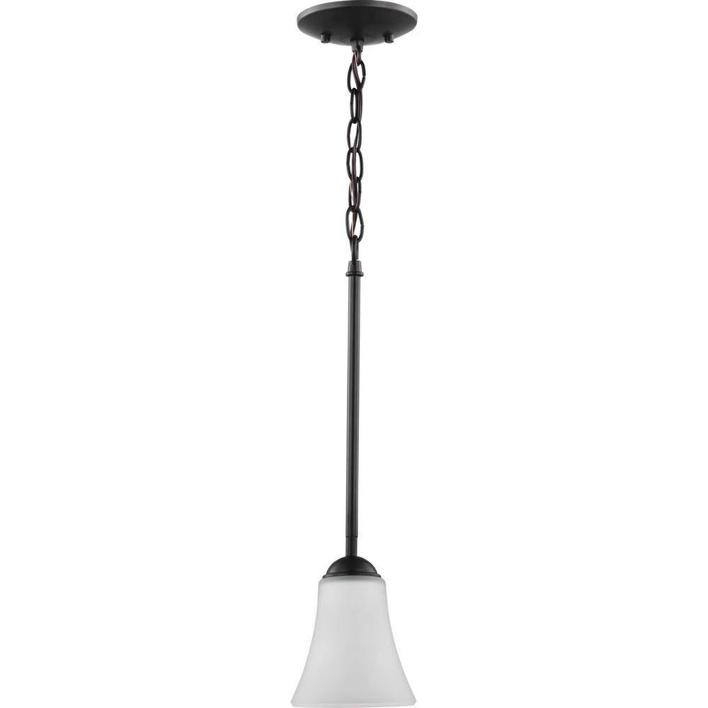 Progress Lighting, Angelic, 1-Light Mini-Pendant, Antique Bronze, Etched Glass Shade