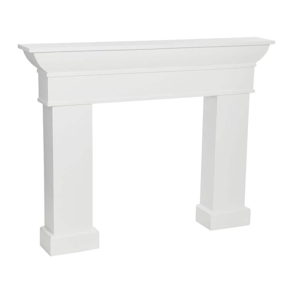Storied Home Monolith Decorative Fireplace Mantel White: Fir Wood & MDF, Wall Mount, 49.625"H