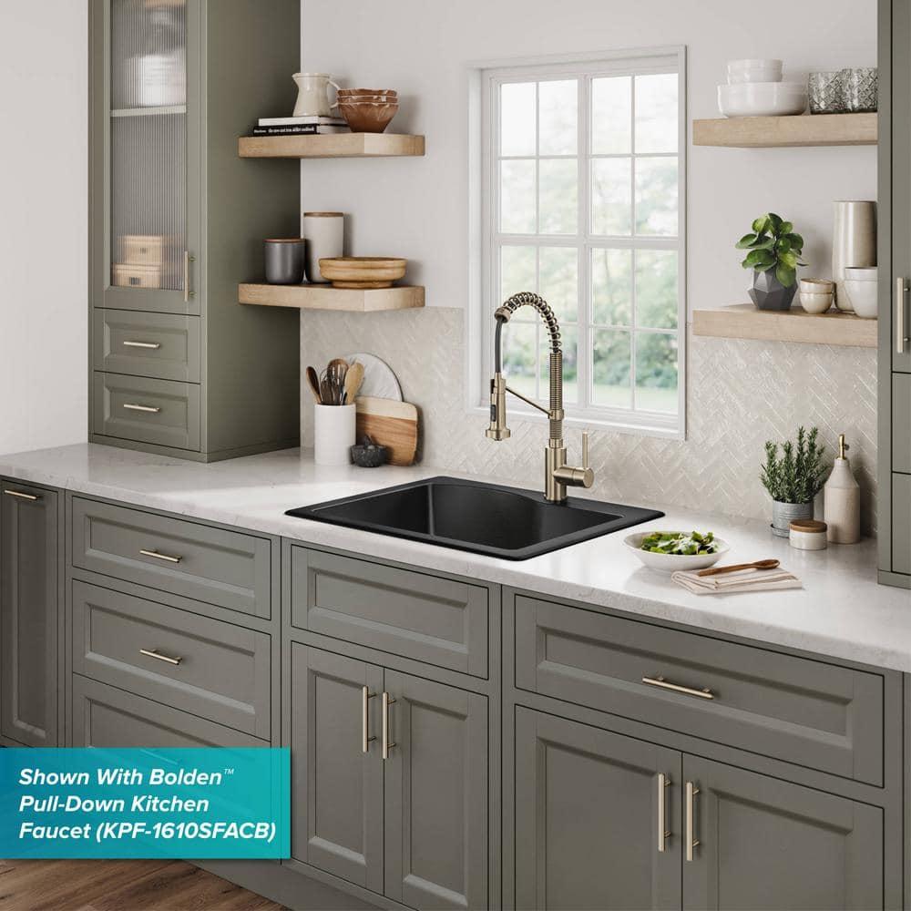 KRAUS Quarza™ 25" L Dual Mount Single Bowl Granite Kitchen Sink