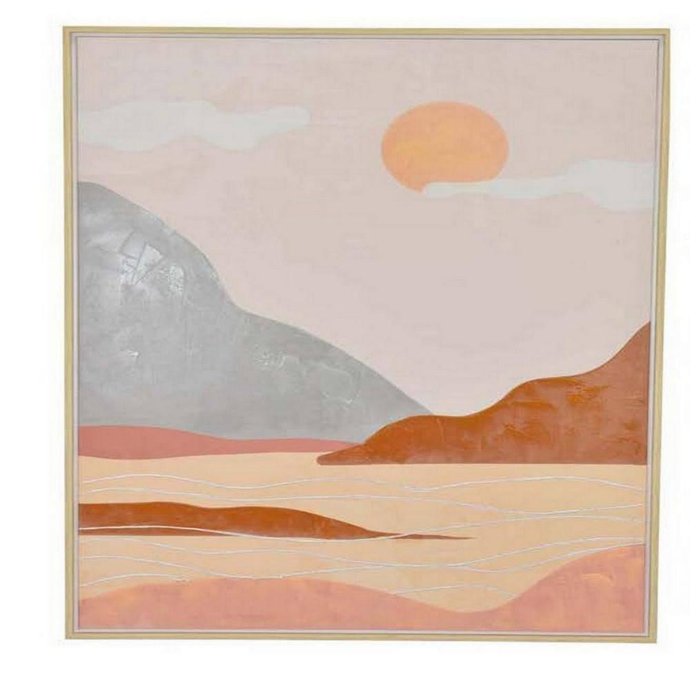 36 x 47 Decorative Framed Wall Art Print Set of 2, Day and Night, Brown