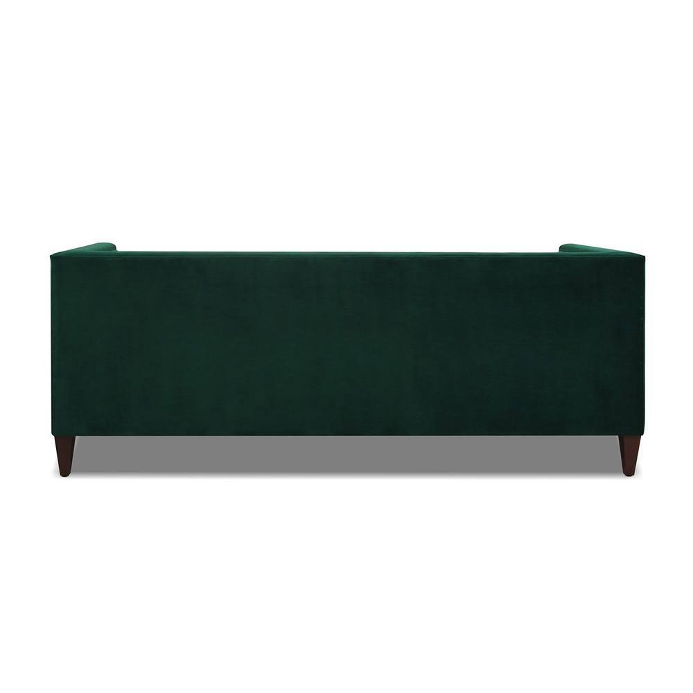 Jack 84" Velvet Tufted Tuxedo Sofa Double Cushion in Evergreen