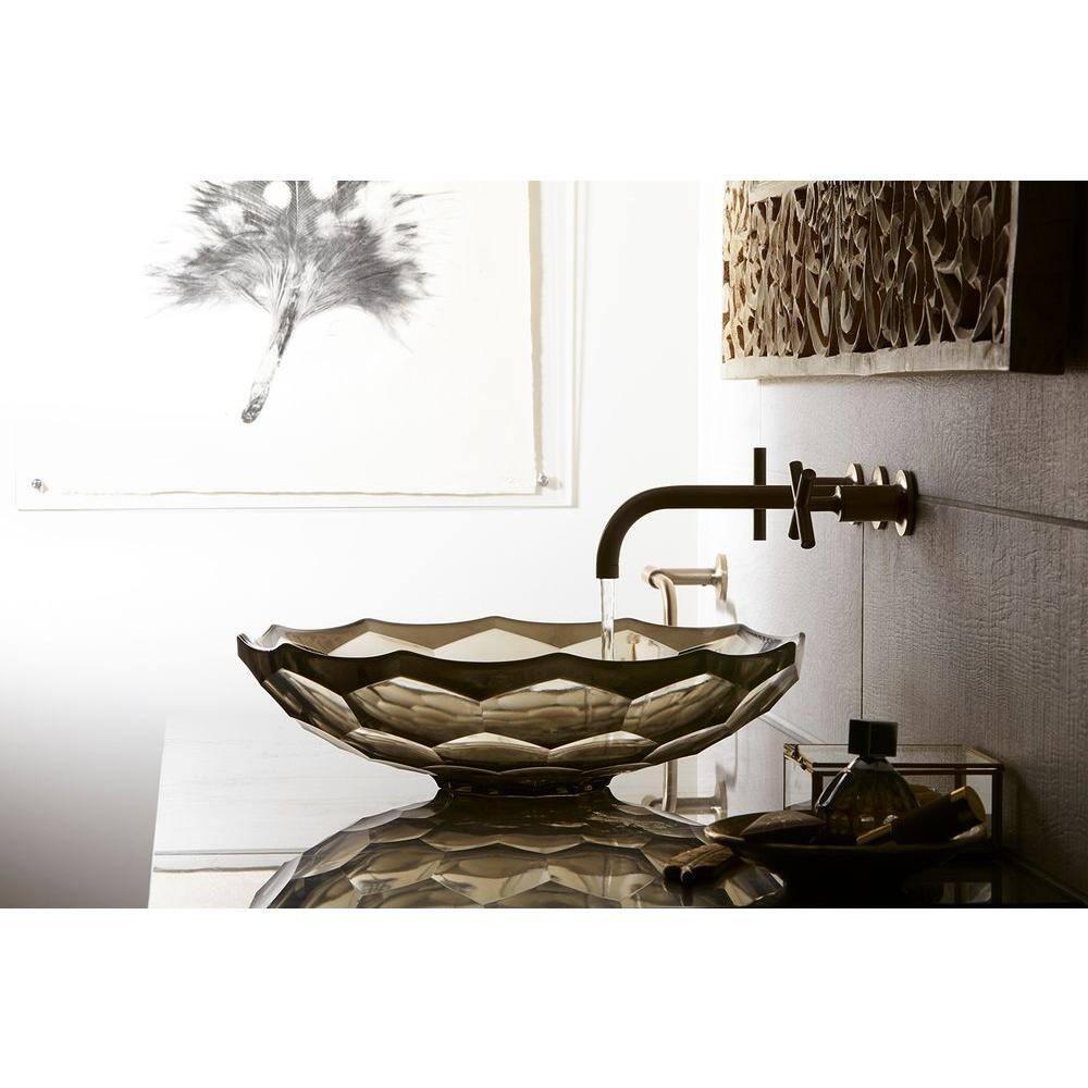 Kohler Briolette, Artist Editions Oval Faceted Glass Bathroom Vessel Sink