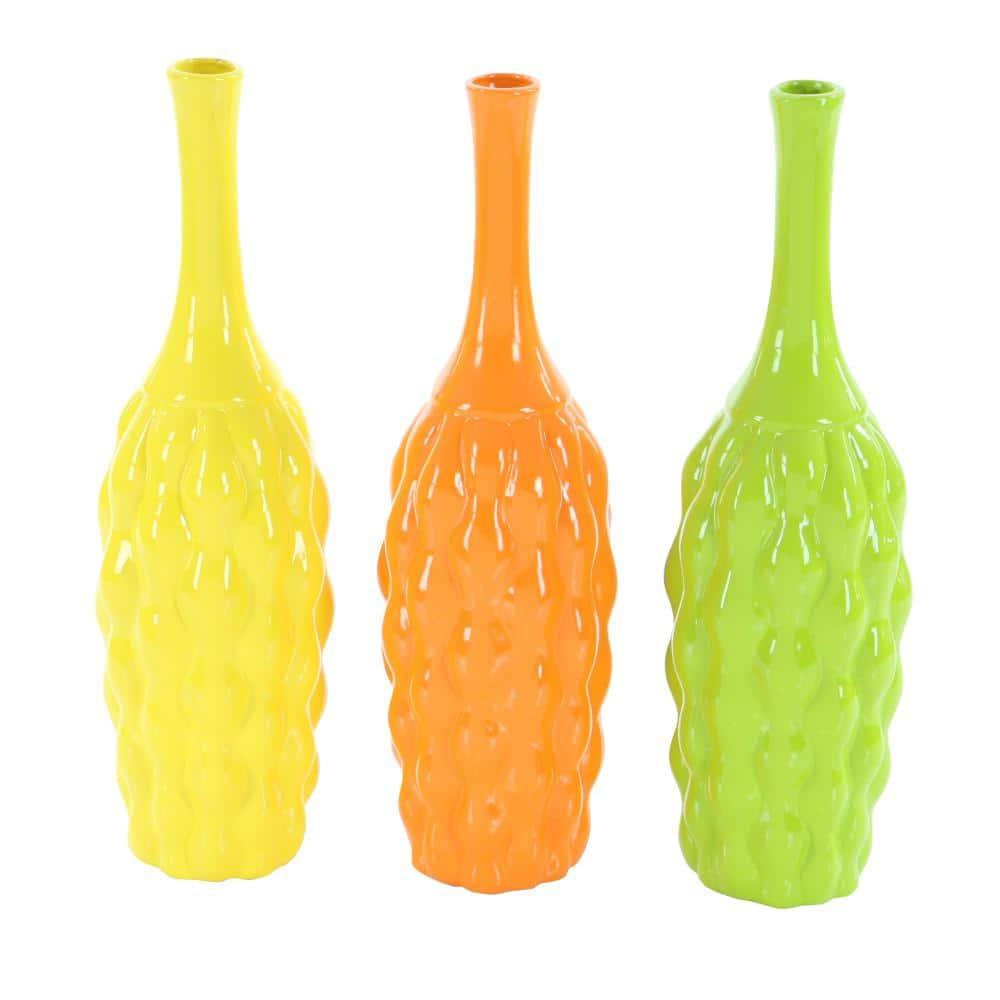 Ceramic Multi Colored Decorative Vase Set (Set of 3)