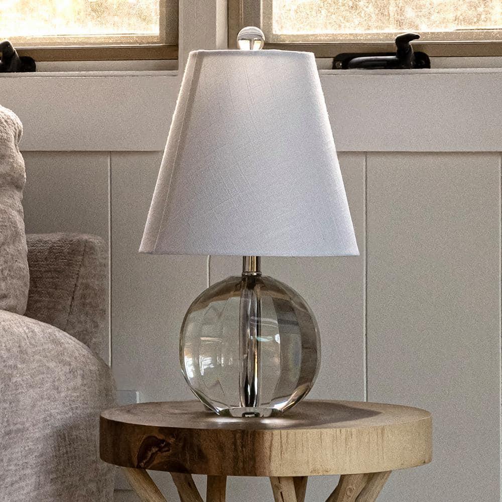 JONATHAN Y Goddard 16" Crystal Ball/Metal LED Table Lamp, Clear