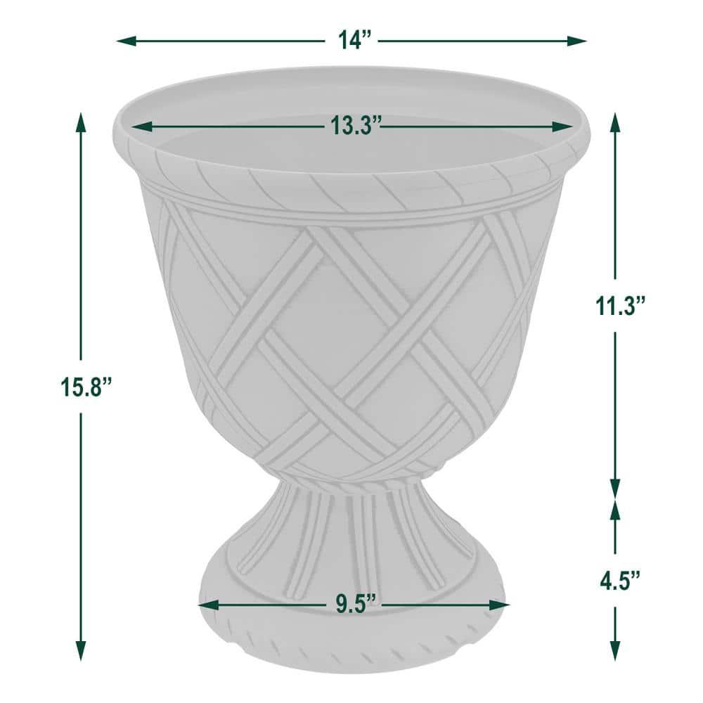 PL60GD Lattice Plastic Garden Urn, Classic Decorative Garden Pot Planter for Indoor and Outdoor Plants, Gold
