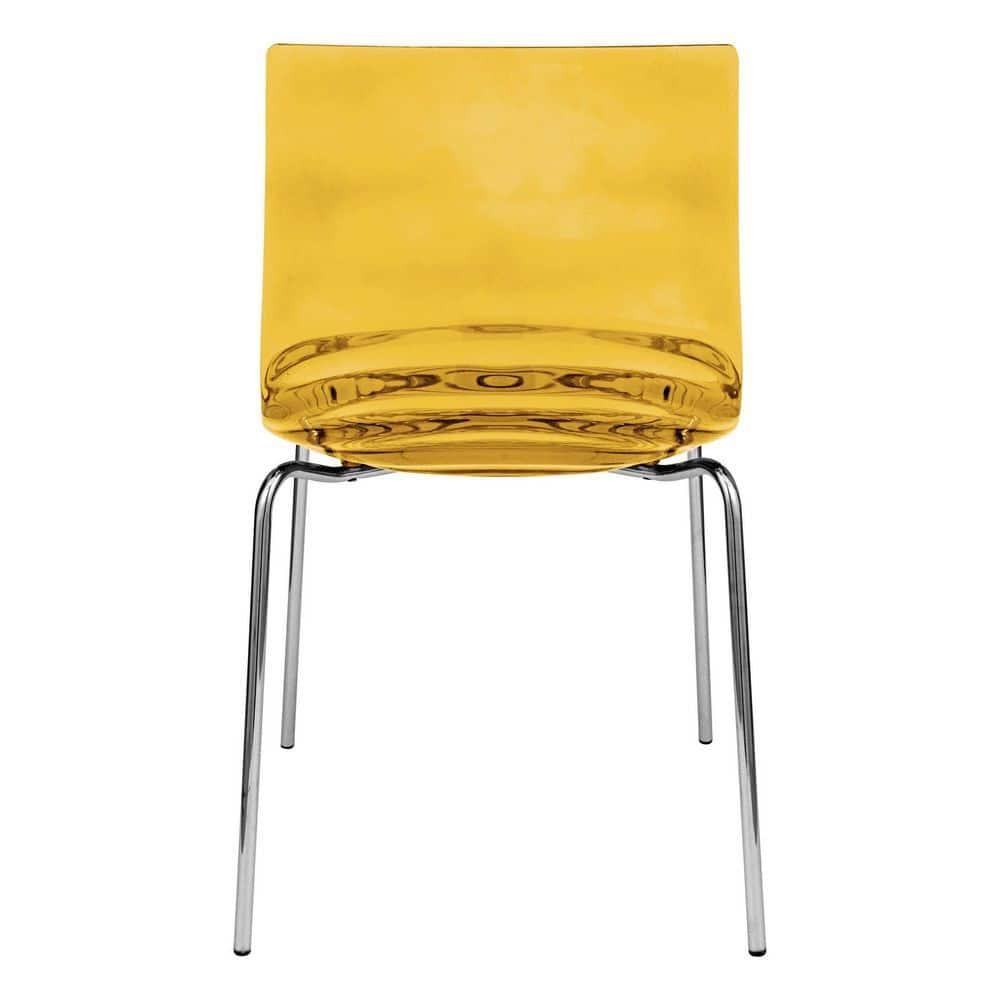 LeisureMod Dining Chair in Polycarbonate with Chrome Legs and Ripple Design Lightweight Easy Assembly for Modern Home, Kitchen, Cafes Astor Collection