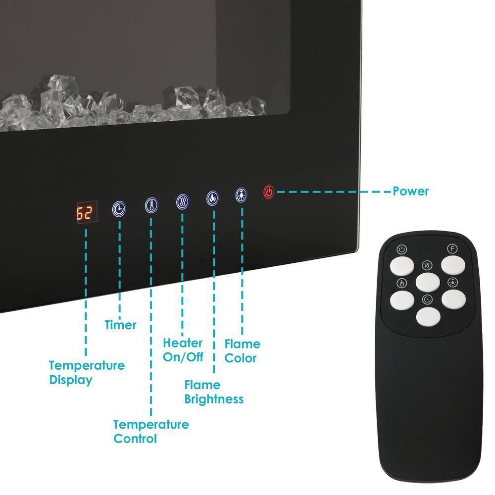 Sunnydaze 40-in Modern Flame Wall-Mounted or Recessed Indoor Electric Fireplace with LED Lights - Black Finish