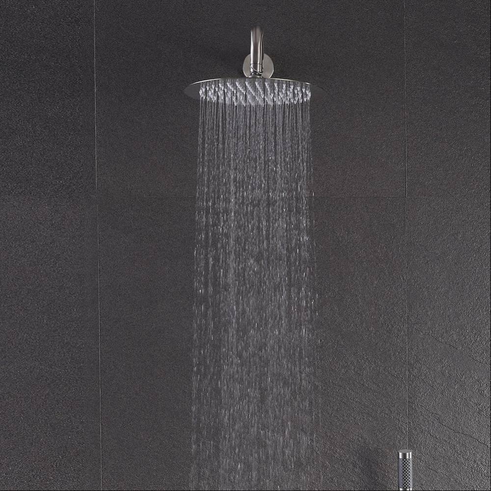 2-Spray Patterns Shower 10 in. Wall Mounted Dual Shower Heads, Hand Shower in Brushed Nickel, Valve Included