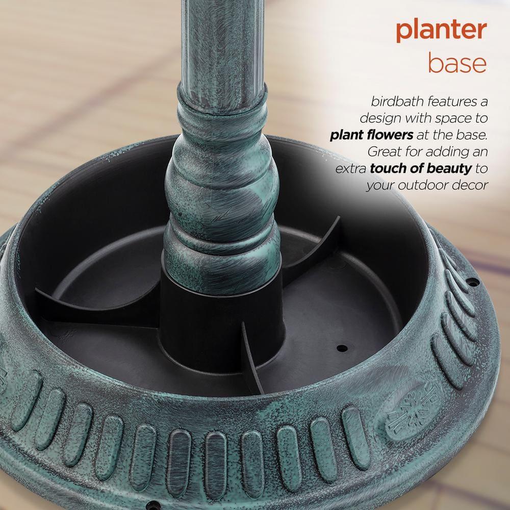Alpine Corporation Plastic Bird Bath with Plant Adaptability, Green