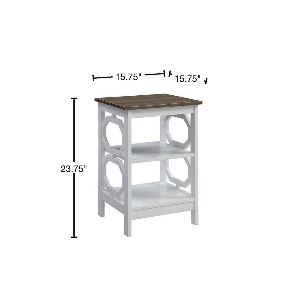 Convenience Concepts Omega End Table with Shelf, Driftwood/White