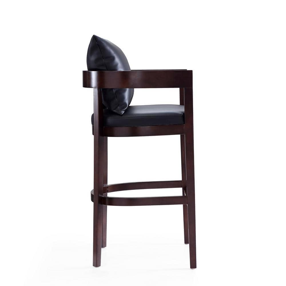 Ritz Upholstered Beech Wood Barstool Black - Manhattan Comfort: Gold Footrest, No Assembly Required, 30.5" Height