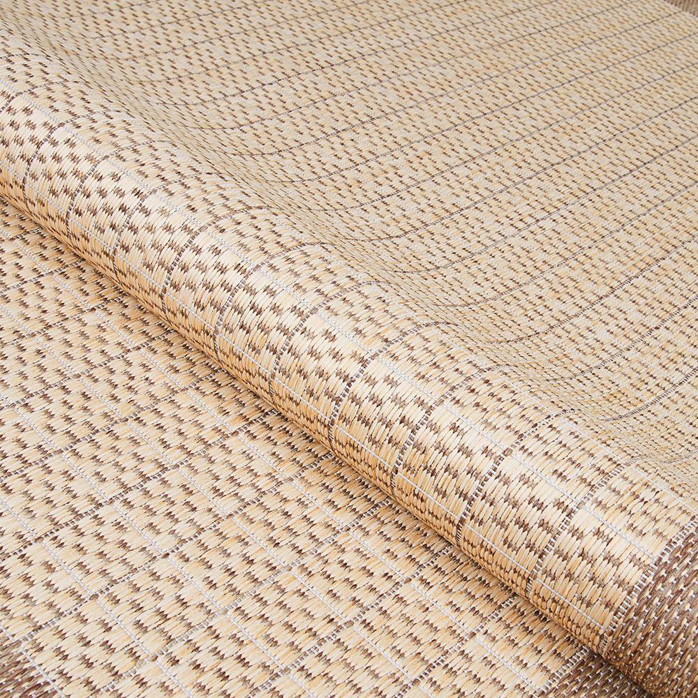 Couristan Recife Checkered Field Indoor / Outdoor Area Rug, Natural- Cocoa, 7'6" Round