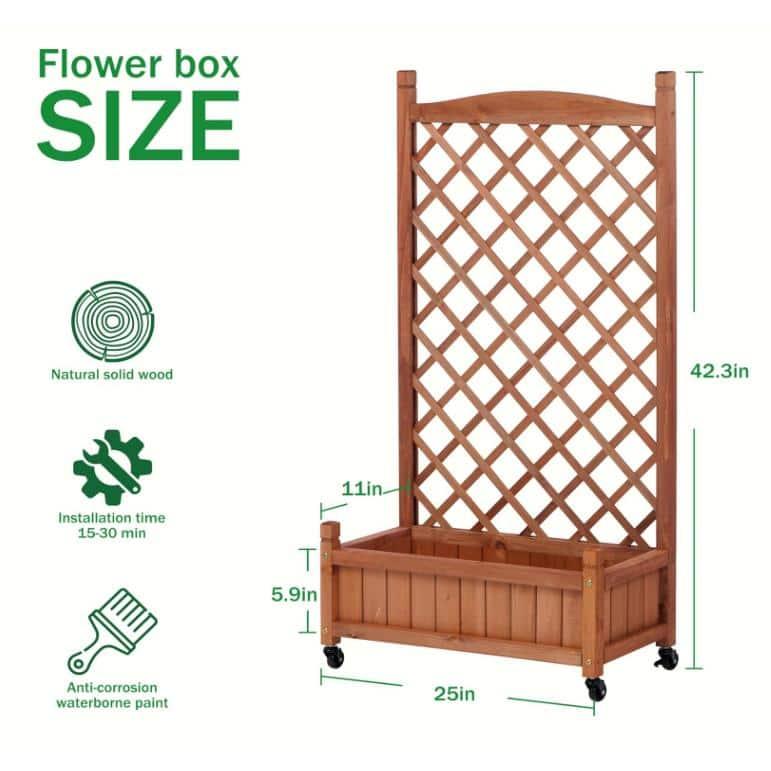 August Grove® Raised Garden Bed With Trellies 2 Pack, Outdoor Wooden Planter Box For Climbing Plants, Vegetables Herb Growing