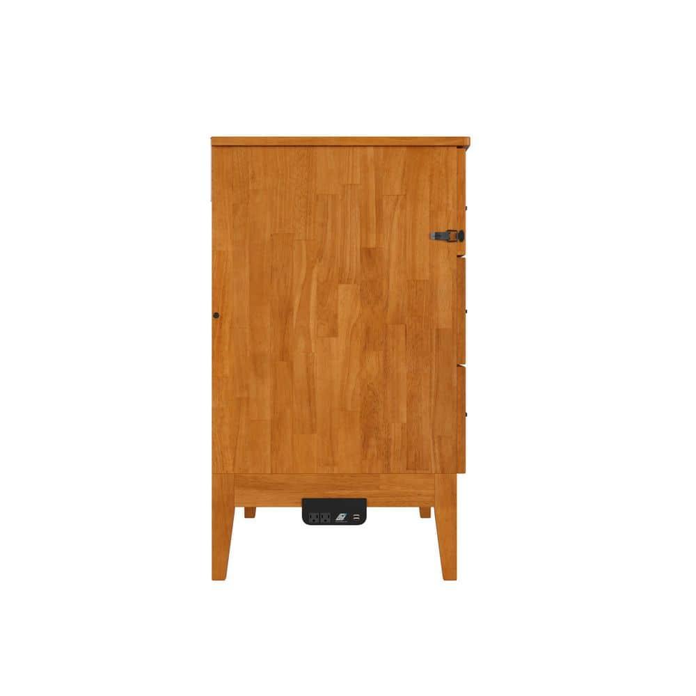 AFI Santa Fe Twin Wood Murphy Bed Chest with Mattress and Built-in Charger, Light Toffee