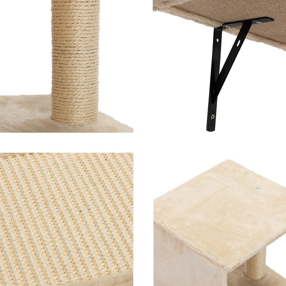 Resenkos Cat Tree,Kitten Condo Scratching Posts Kitty Play House, Multi-Level Cat Condo, Wooden cat running wheel