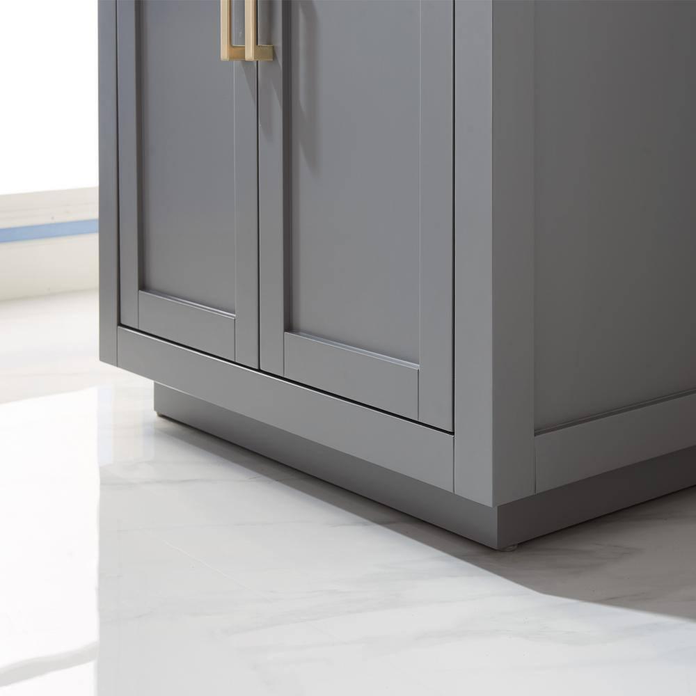 Ivy 30" Single Bathroom Vanity Set in Gray and Carrara White Marble Countertop without Mirror