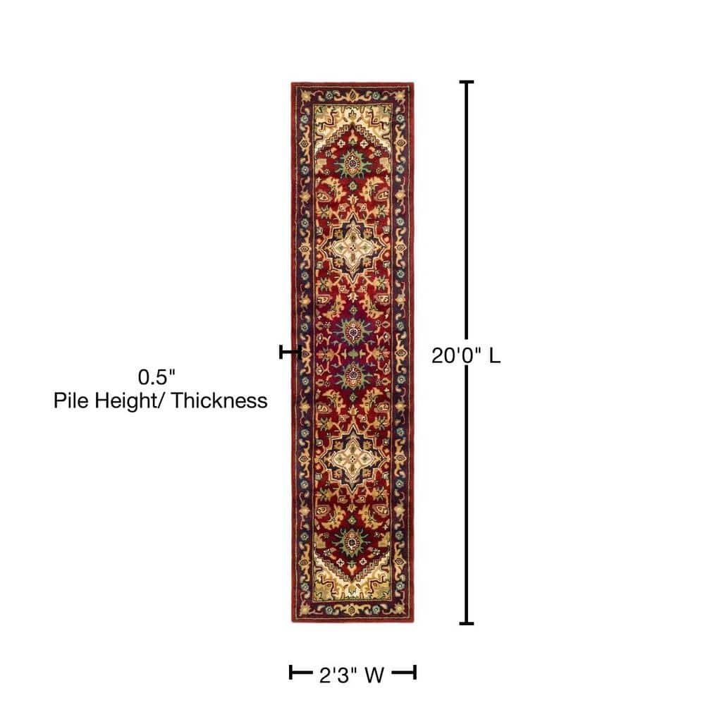 Heritage HG625 Handmade Runner Rug - 2'3"x20' - Red - Safavieh