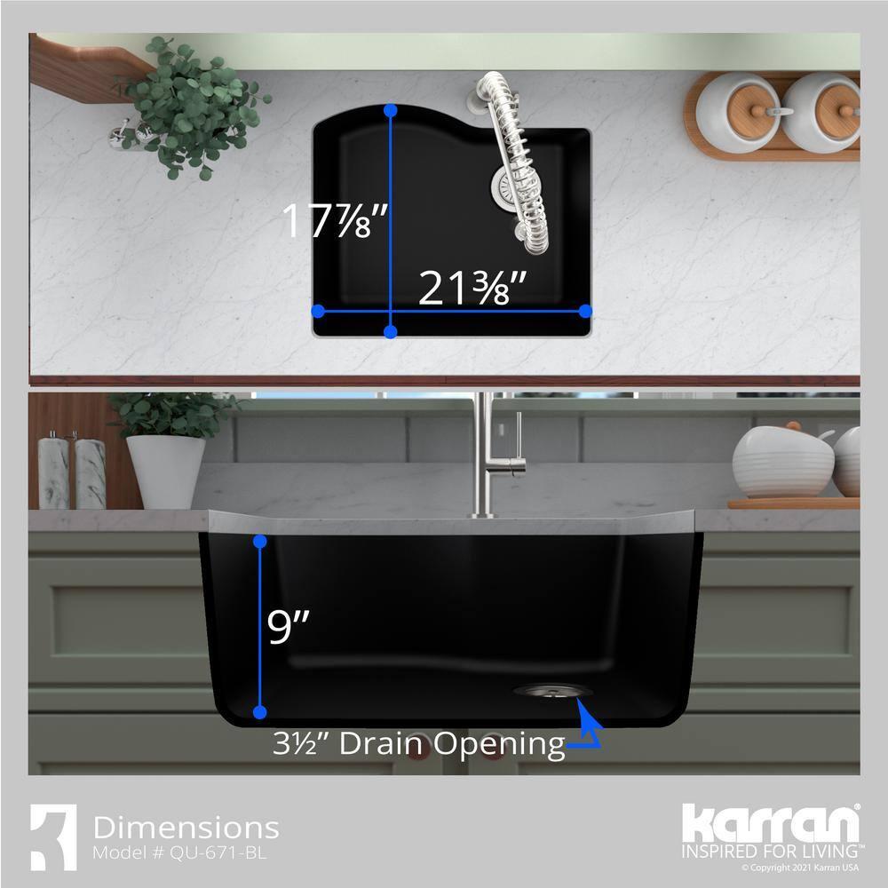 Karran Undermount Quartz Composite 24'' X 20-3/4'' Single Bowl Kitchen Sink
