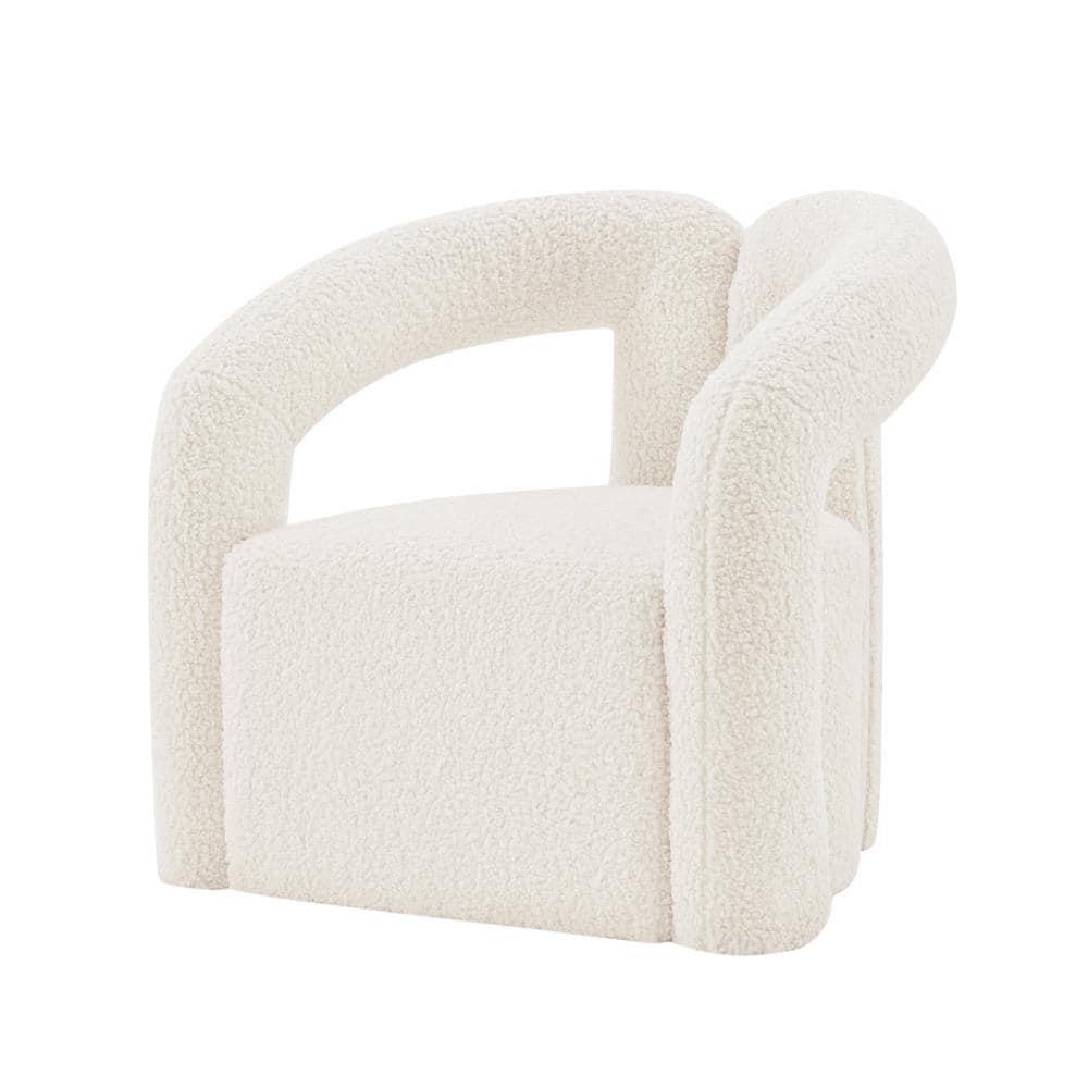 Darian Modern Boucle Upholstered Accent Chair Cream - Manhattan Comfort: Pine Wood Frame, High-Density Foam