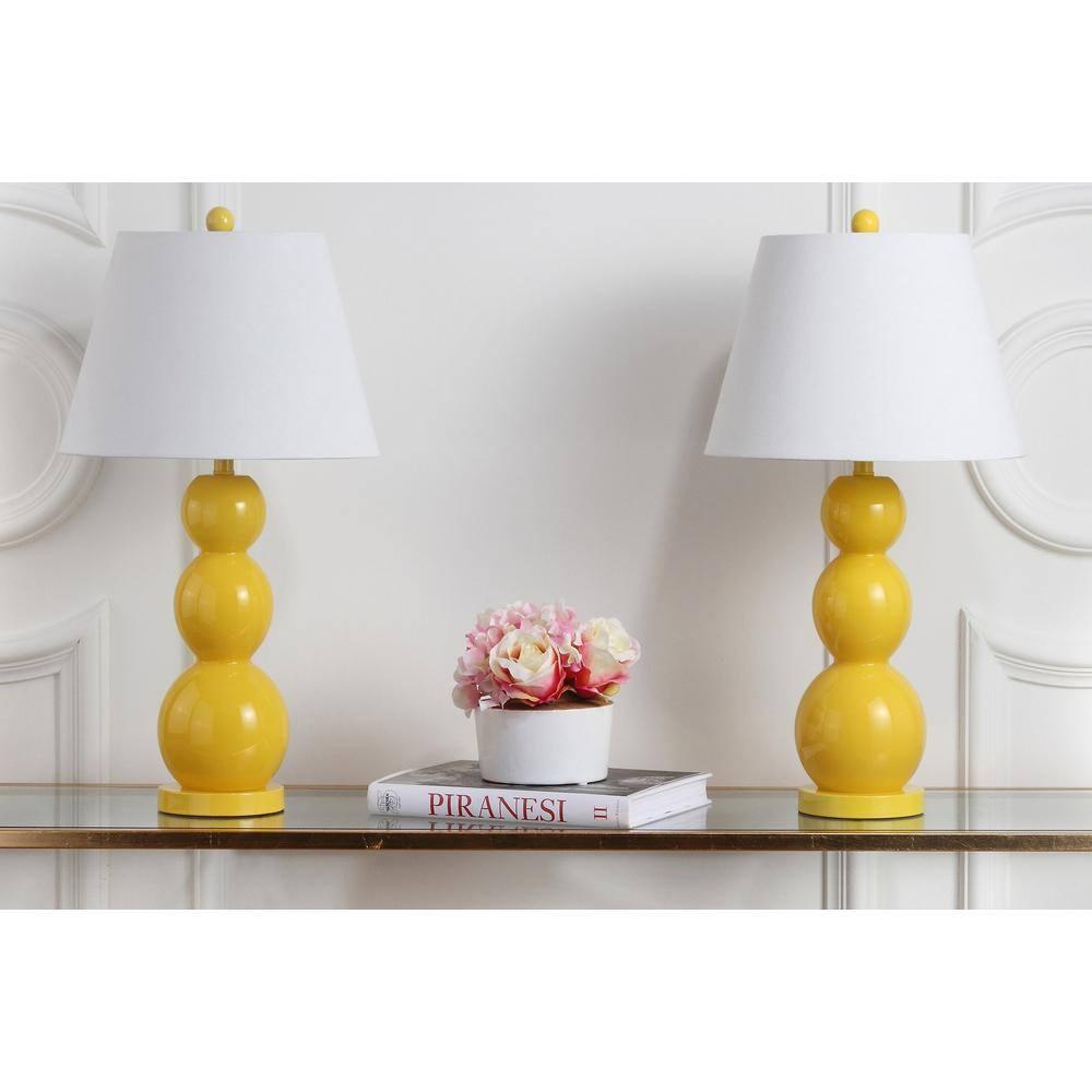 Jayne 3 Sphere Table Lamp (Set of 2) - 26.5 Inch Height - LIT4089 - Yellow - Safavieh