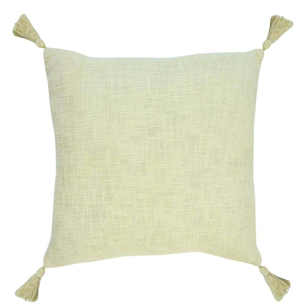 Ox Bay Hampton 20" x 20" Yellow Solid Cotton Reversible Adult Decorative Throw Pillow