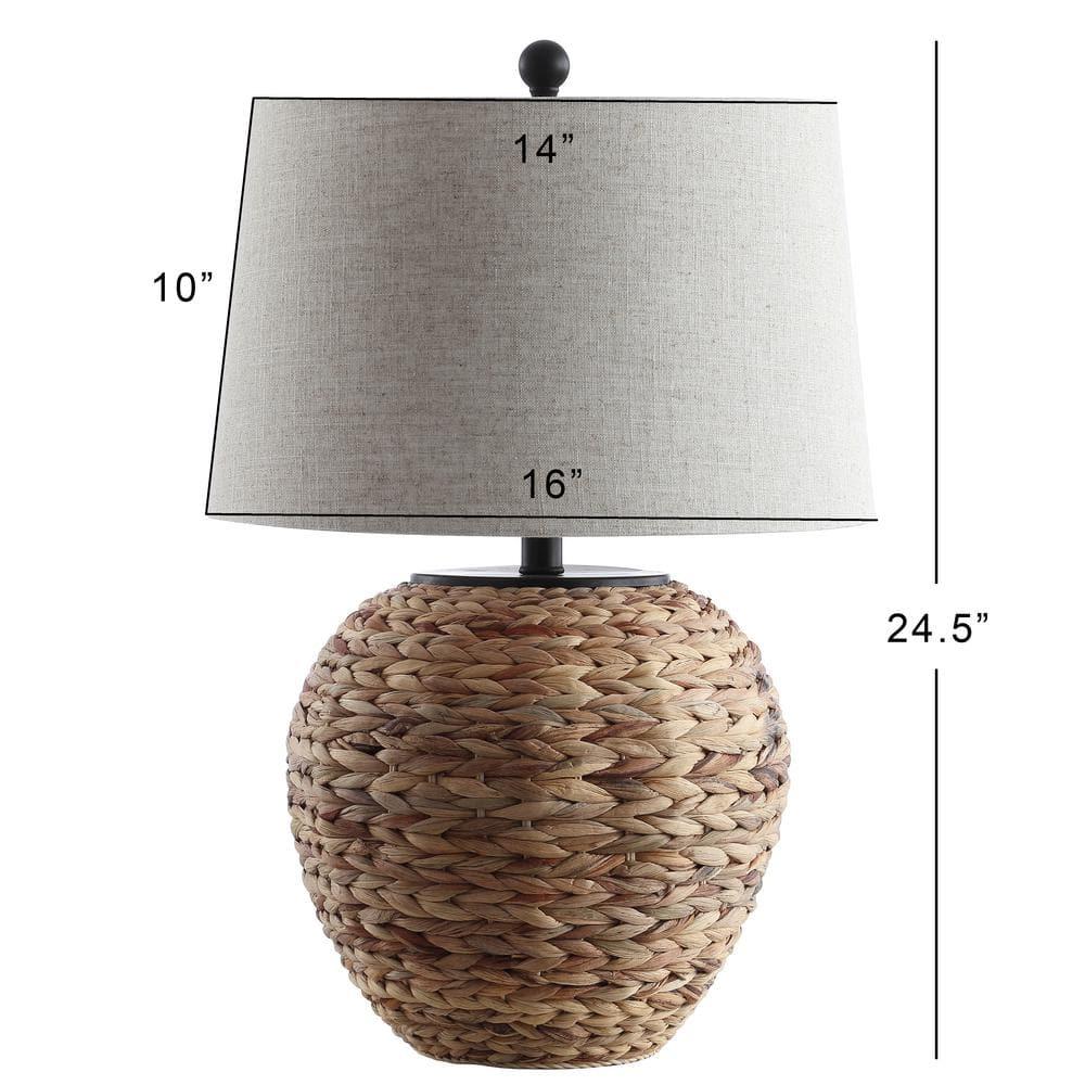 JYL6501A Alaro 24.5" Banana Leaf Basket LED Table Lamp Coastal Cottage Industrial Bedside Desk Nightstand for Bedroom Living Room Office College Bookcase LED Bulb Included, Natural