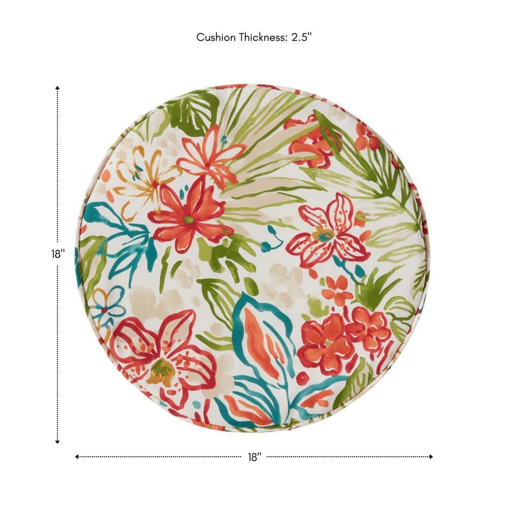 Greendale Home Fashions 18" x 18" Breeze Floral Round Outdoor Chair Pad (Set of 2)