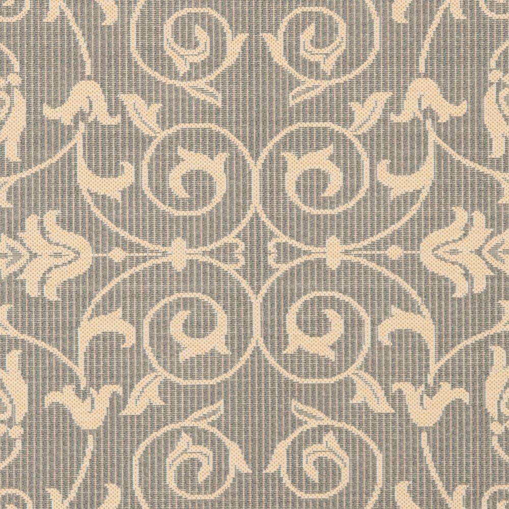 SAFAVIEH Courtyard Nanda Floral Indoor/Outdoor Area Rug, 7'10" x 7'10" Square, Grey/Natural