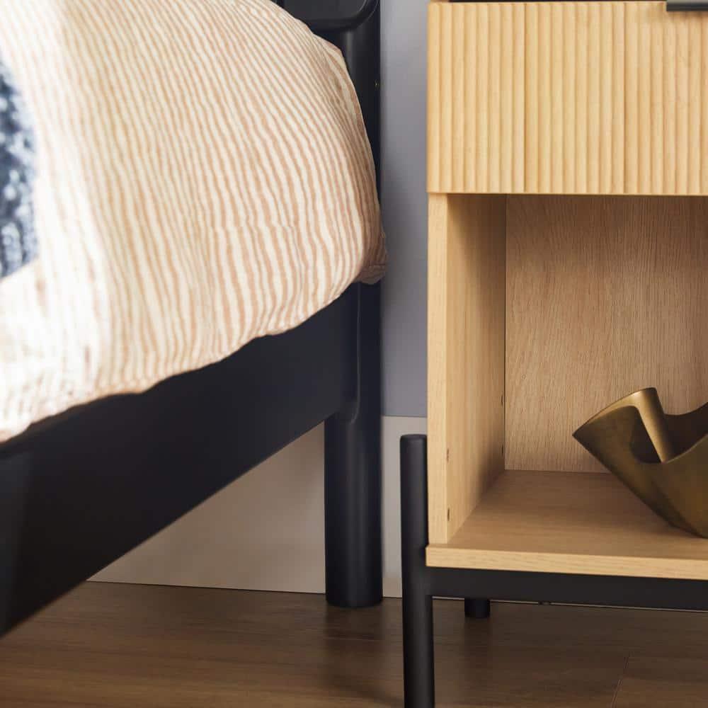 Walker Edison Transitional Solid Wood Platform King Bed - Black