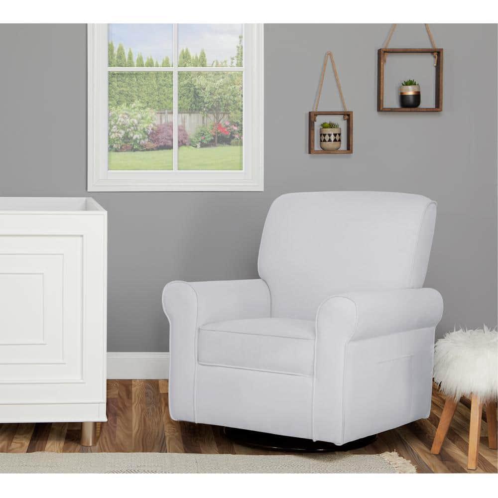 Evolur London Upholstered 360 Swivel Rocker, Misty Grey