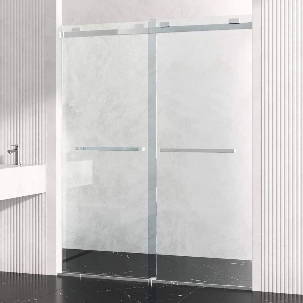 VIGO Houston 56-60" W x 76" H Sliding Frameless Shower Door with 3/8" Clear Glass VG6023CHCL6076