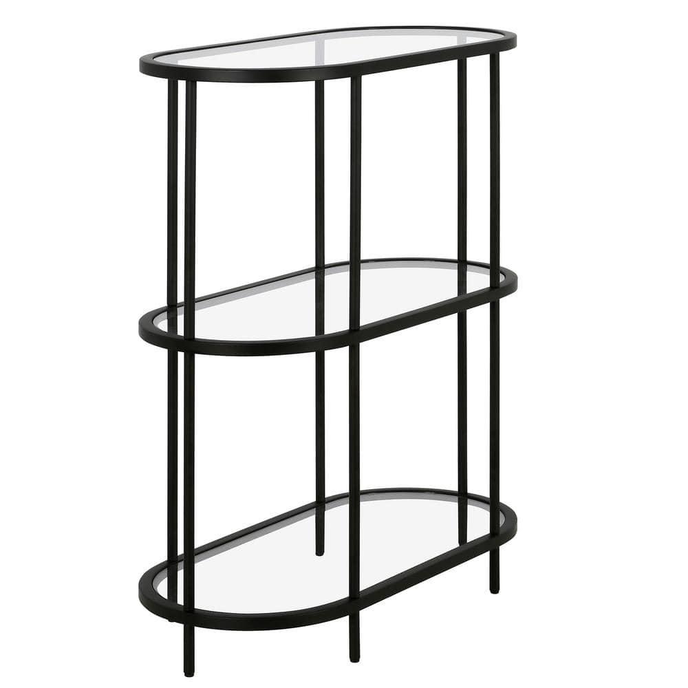 Evelyn&Zoe Leif 30" Wide Oval Bookcase, Blackened Bronze