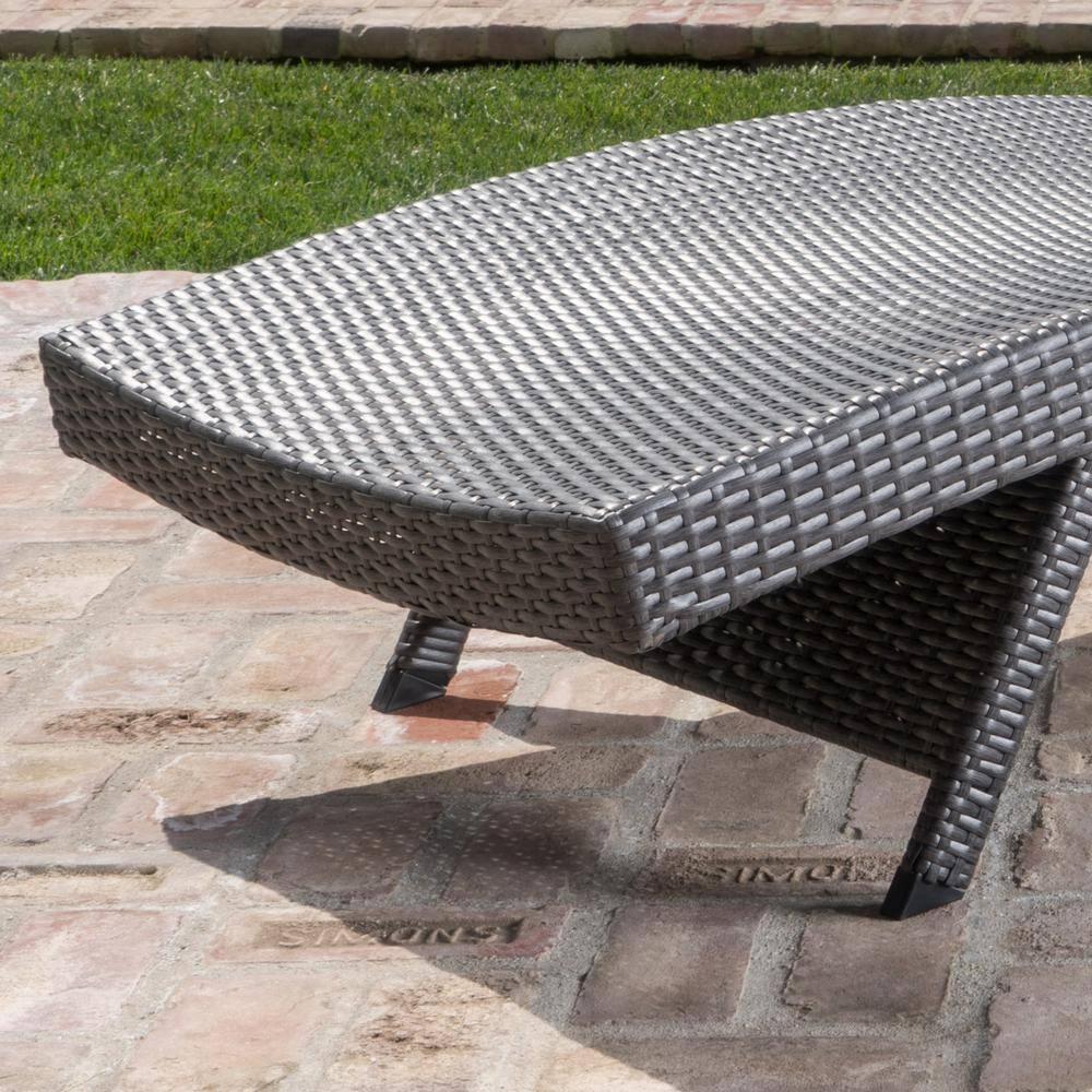 Noble House Salem Outdoor Gray Wicker Chaise Lounge Chair