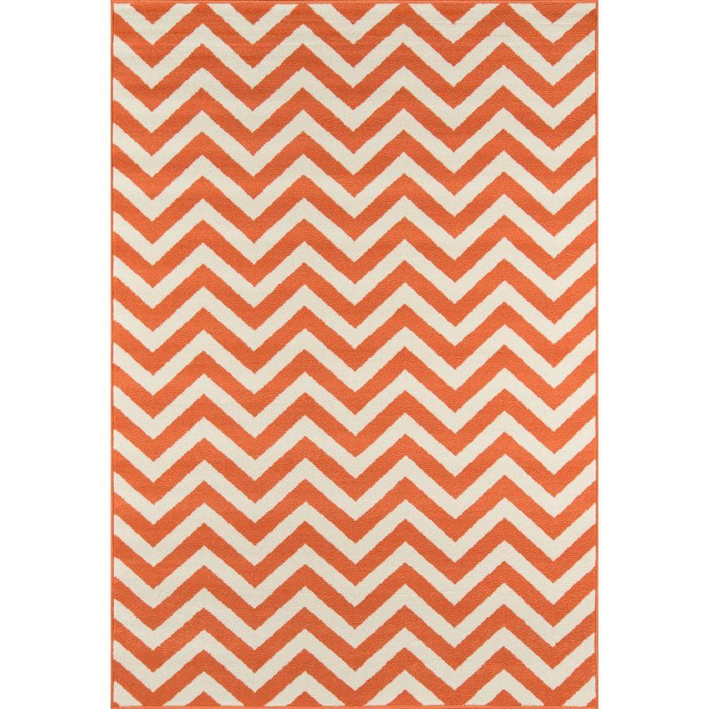 Momeni  Baja Chevron Indoor Outdoor Rug Orange 2'3" x 4'6" Graphic, Geometric, Chevron 2' x 3' Accent, Outdoor, Indoor Entryway, Kitchen, Patio Ivory