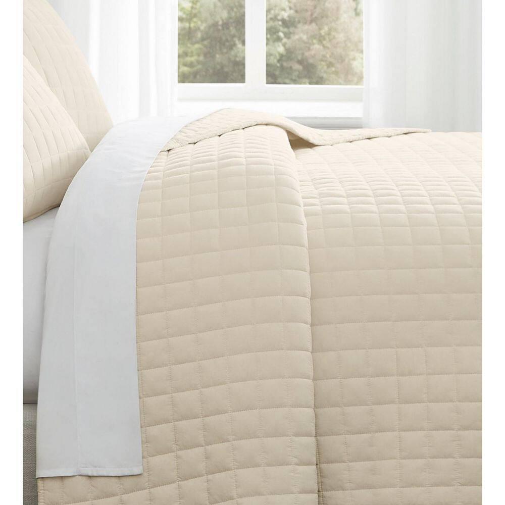 Natural Cotton Twin Quilt Set with Percale Weave