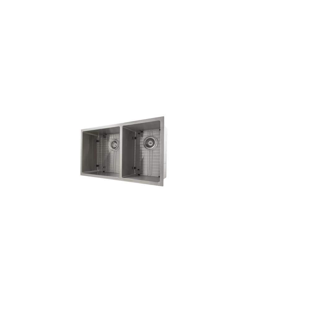 ZLINE SR60D-33 ZLINE 33 in. Chamonix Undermount Double Bowl Stainless Steel Kitchen Sink W/ Bottom Grid (SR60D-33)