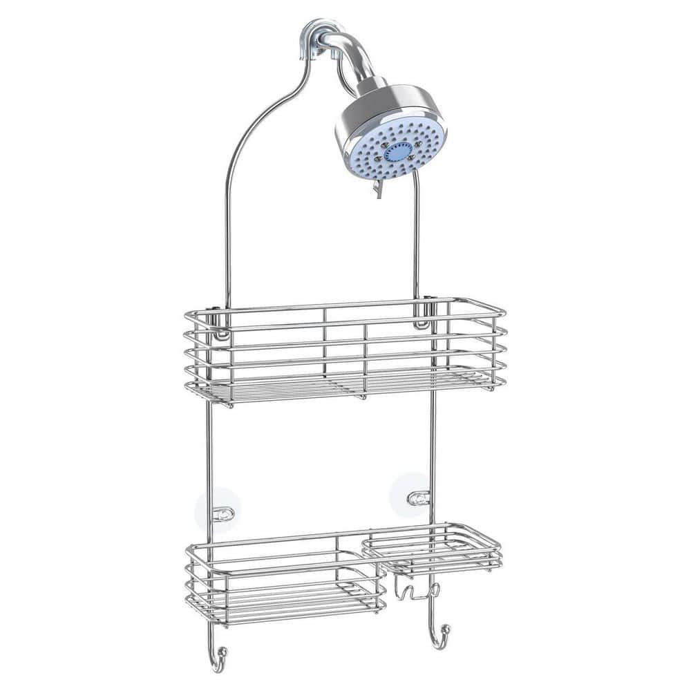 SMARTAKE Hanging Shower Head Caddy, Rustproof Bathroom Shower Room Shelf Organizer, SUS201 Stainless Steel Over The Shower Storage Rack, for Toilet, Silver