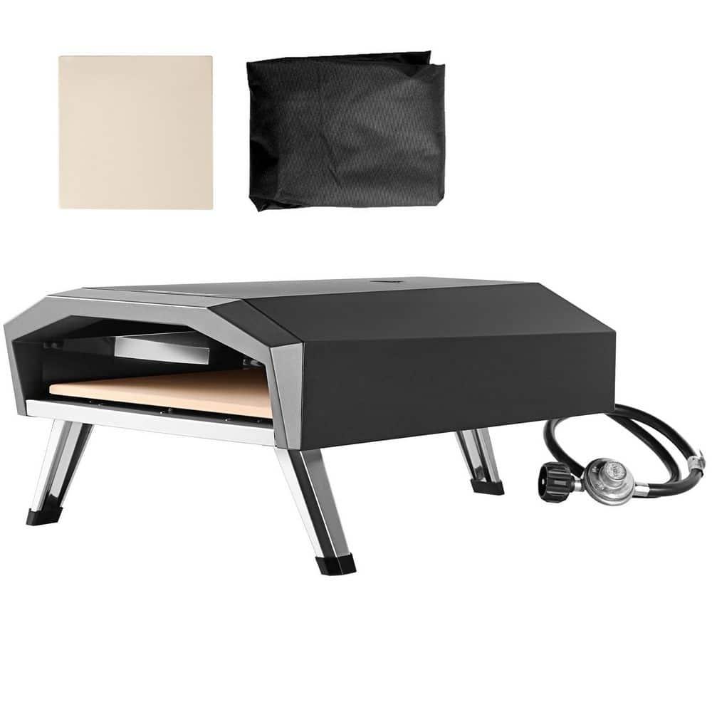 Choco Moon 13" Portable Gas Pizza Oven, Outdoor Propane Pizza Maker with Stainless Steel Construction & Pizza Stone, Perfect for BBQ Camping & Picnics, CSA Certified, Black